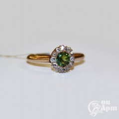 Кольцо с турмалином и алмазами